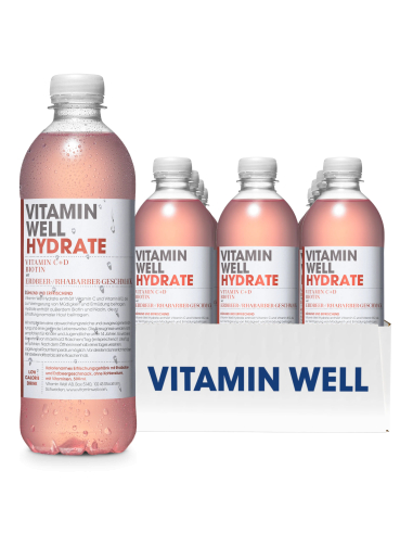 Vitamin Well Hydrate Erdbeer Rhabarber 12 x 500 ml DPG